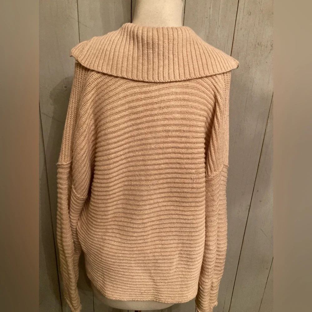 Women's Free People Marlie Pink Ribbed Knit Cotton‎ Blend Pullover Sweater Sz S